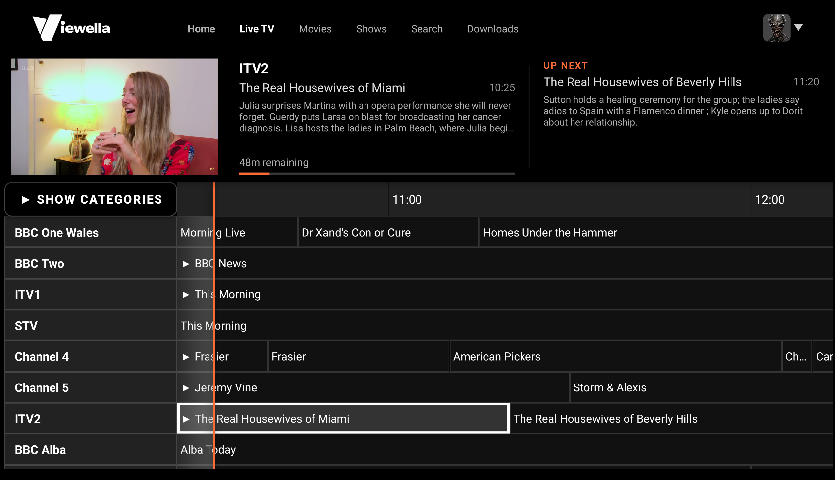 Viewella live TV screenshot